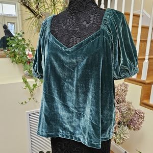 Green/Teal Velvet Top